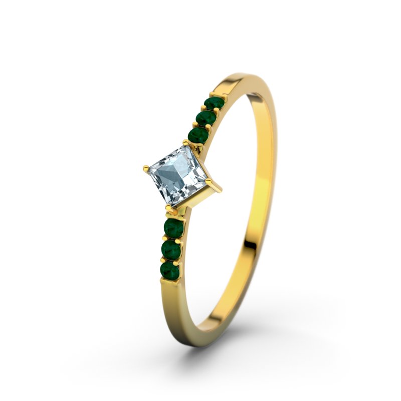Aquamarin Gelbgoldring Karlotta, Gelbgold 750, von vorn