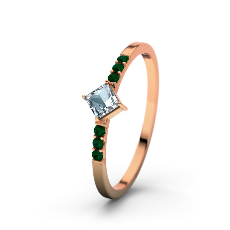 Aquamarin Rotgoldring Karlotta, Rotgold 750, von vorn