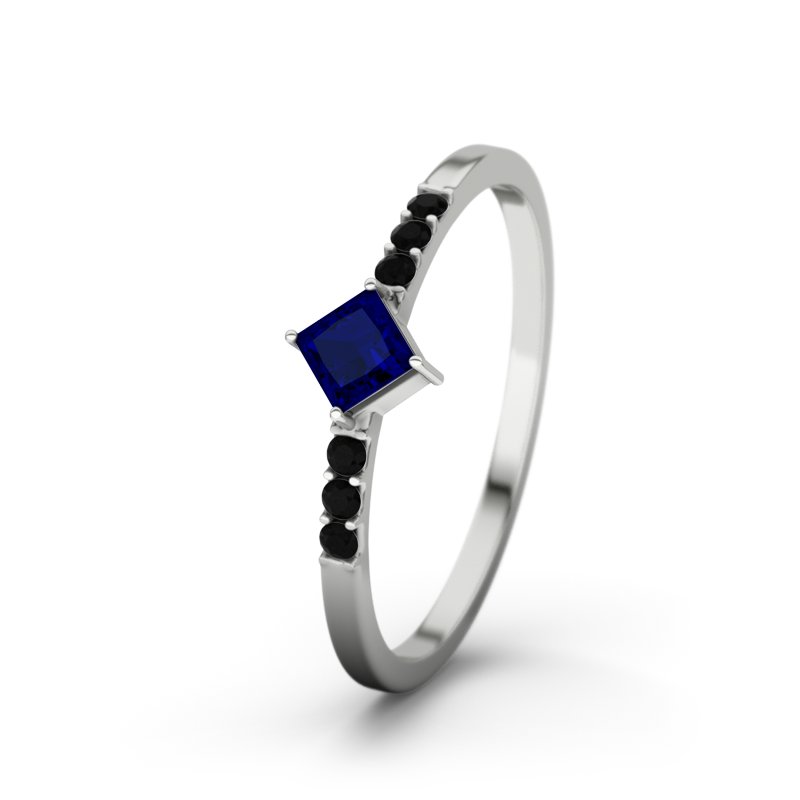 Blauer Saphir Sterlingsilberring Karlotta, Sterlingsilber 925, von vorn