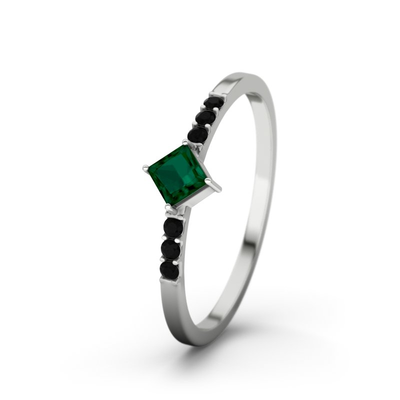 Smaragd Sterlingsilberring Karlotta, Sterlingsilber 925, von vorn