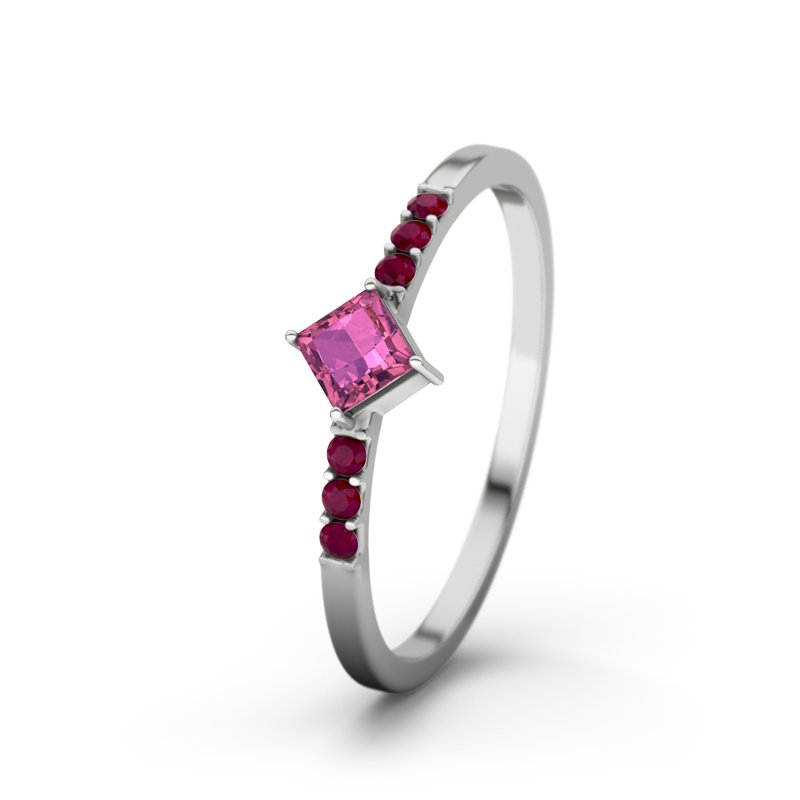 Pinker Turmalin Weißgoldring Karlotta, Weißgold 585, von vorn
