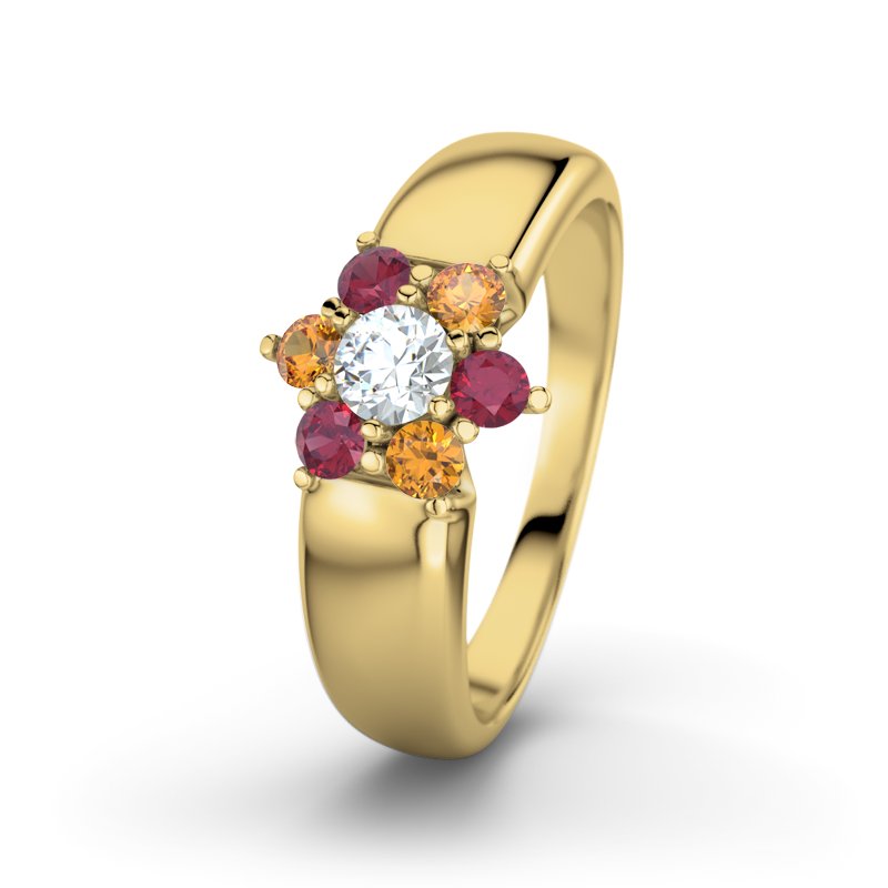 Diamantring Kim, Gelbgold 585, von vorn