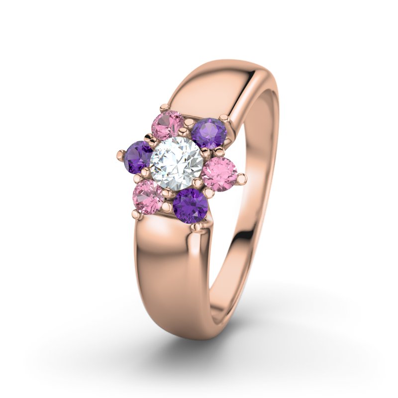 Diamantring Kim, Rotgold 585, von vorn