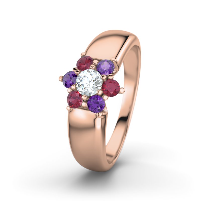 Diamantring Kim, Rotgold 750, von vorn