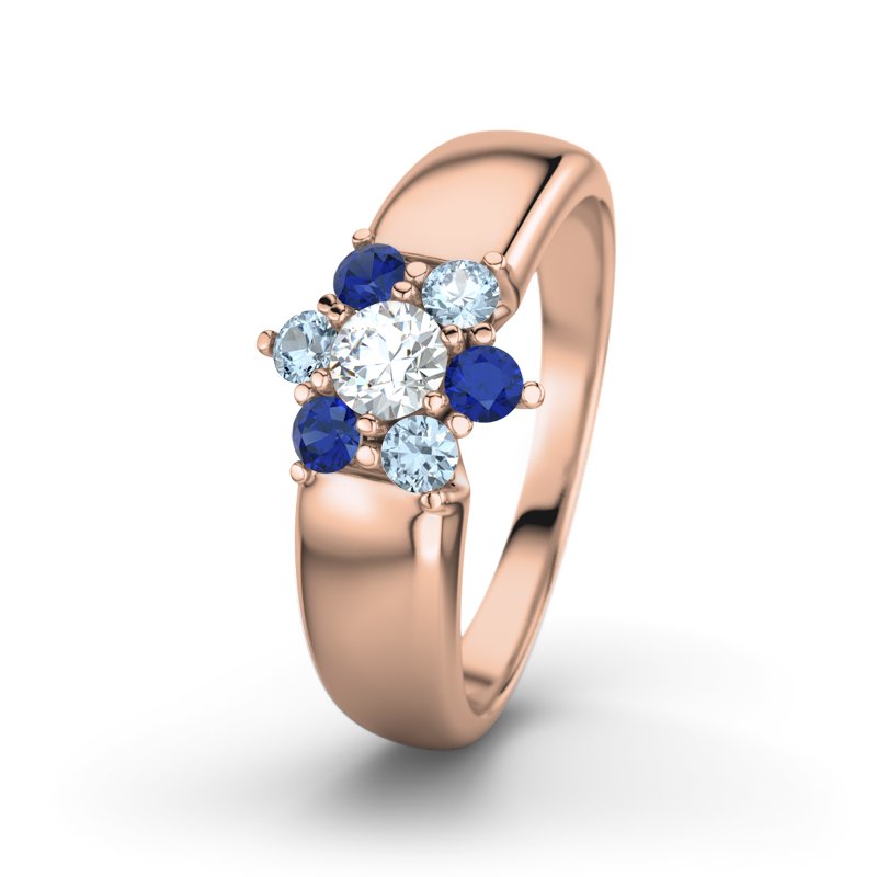Diamantring Kim, Rotgold 750, von vorn