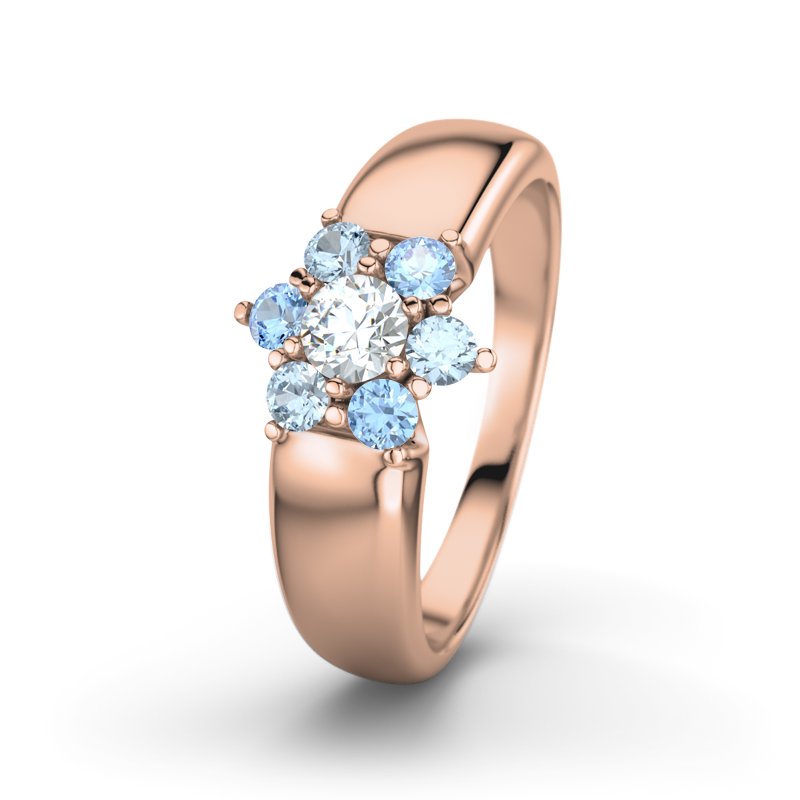 Diamantring Kim, Rotgold 585, von vorn