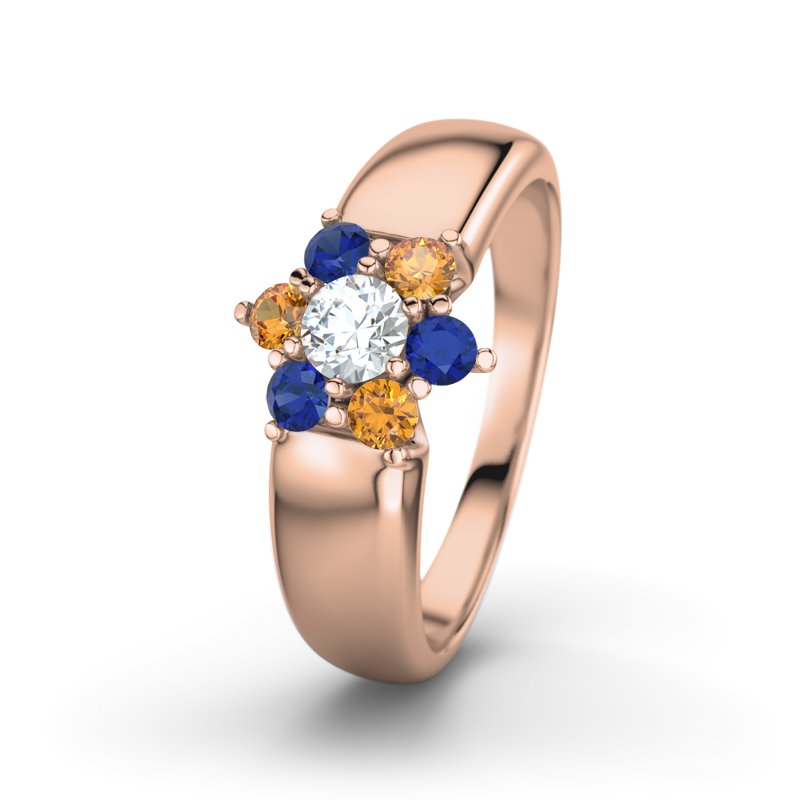 Diamantring Kim, Rotgold 585, von vorn