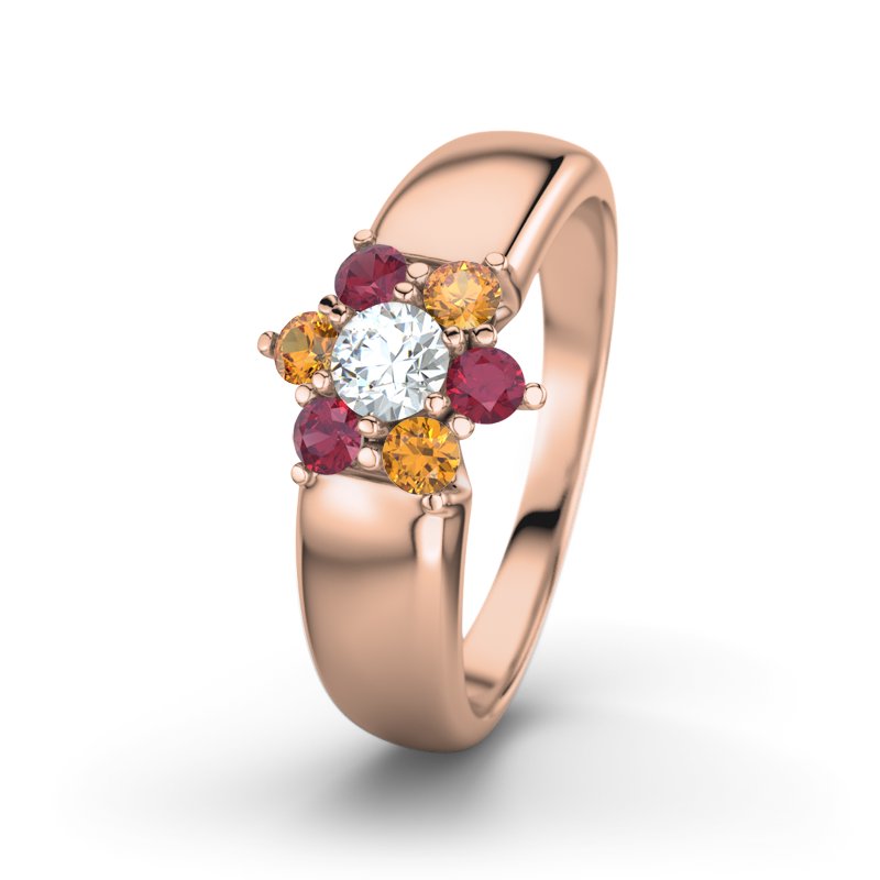 Diamantring Kim, Rotgold 750, von vorn