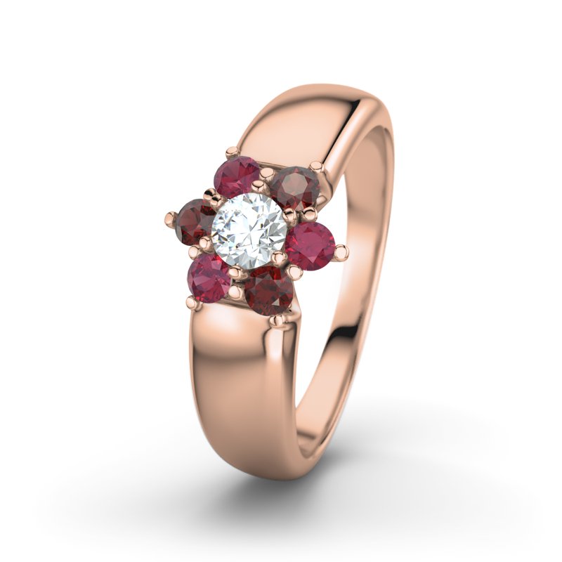 Diamantring Kim, Rotgold 750, von vorn