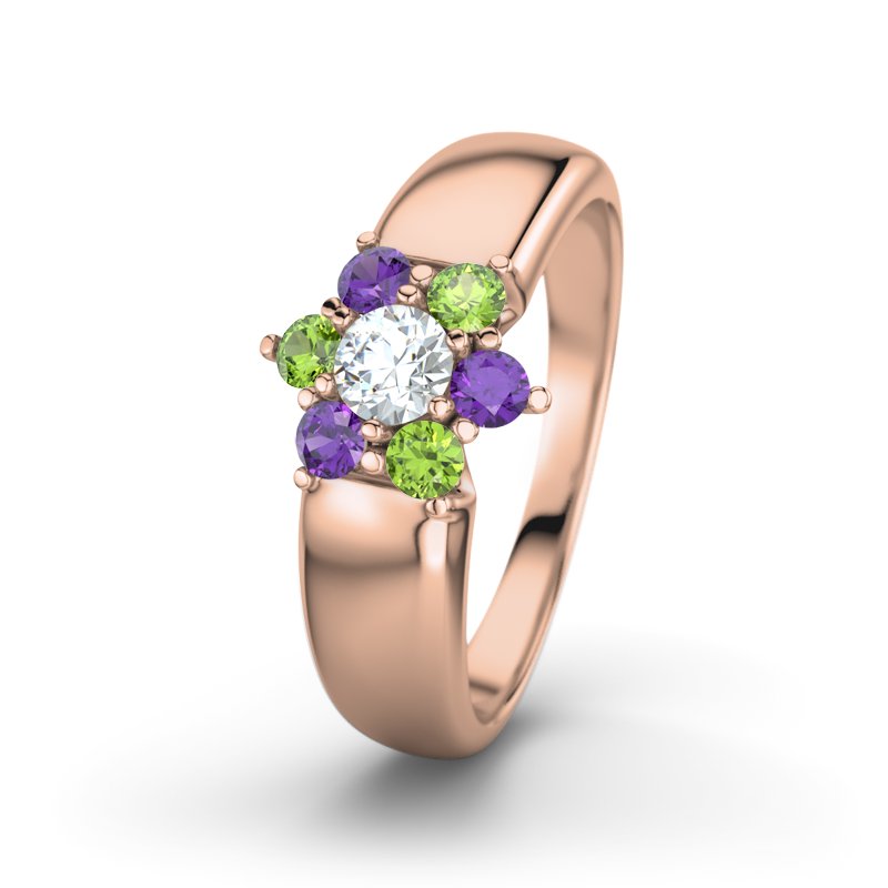 Diamantring Kim, Rotgold 585, von vorn