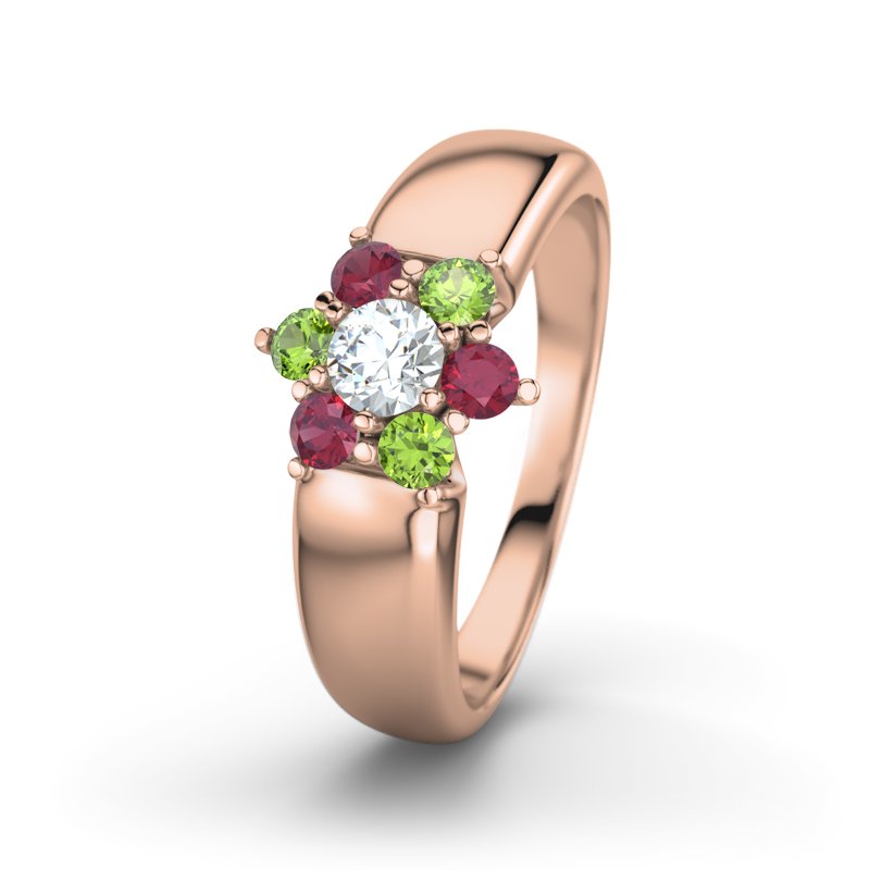 Diamantring Kim, Rotgold 750, von vorn