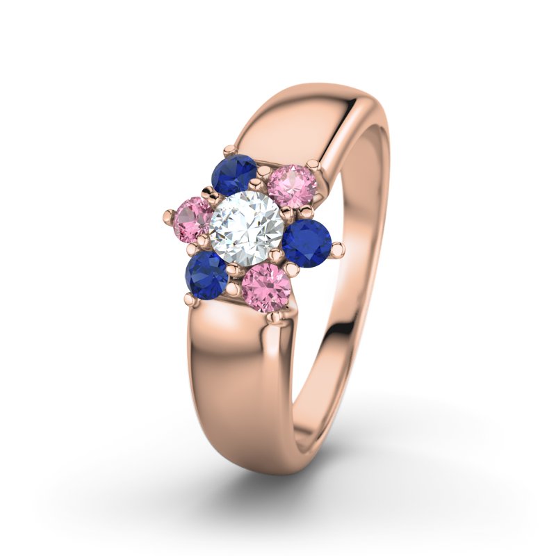 Diamantring Kim, Rotgold 750, von vorn