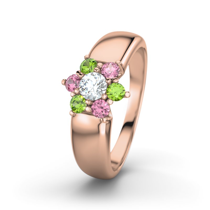 Diamantring Kim, Rotgold 585, von vorn