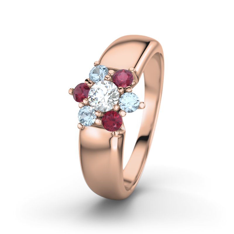 Diamantring Kim, Rotgold 585, von vorn