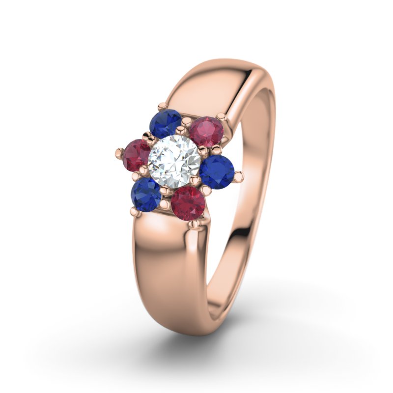 Diamantring Kim, Rotgold 750, von vorn