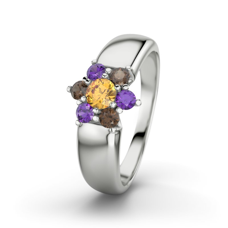 Citrin Sterlingsilberring Kim, Sterlingsilber 925, von vorn