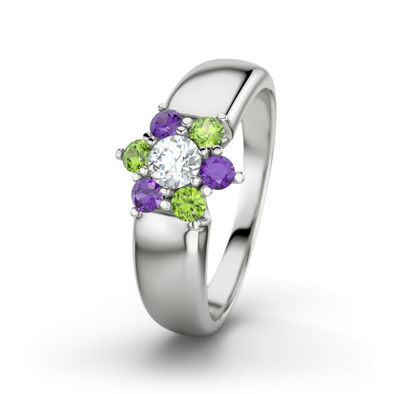 Diamantring Kim, Sterlingsilber 925, von vorn