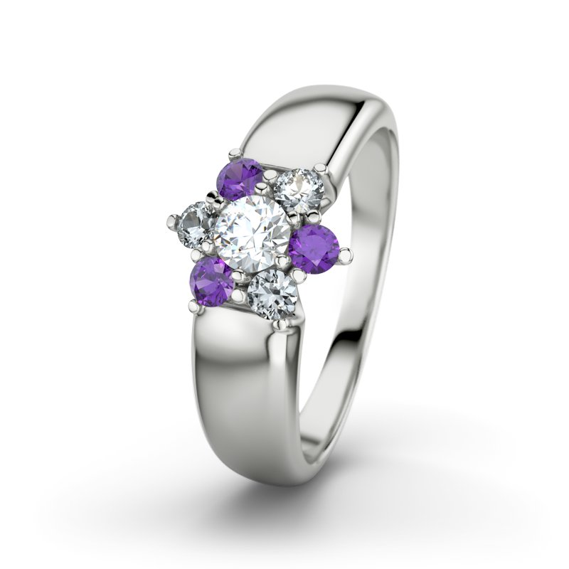 Diamantring Kim, Sterlingsilber 925, von vorn