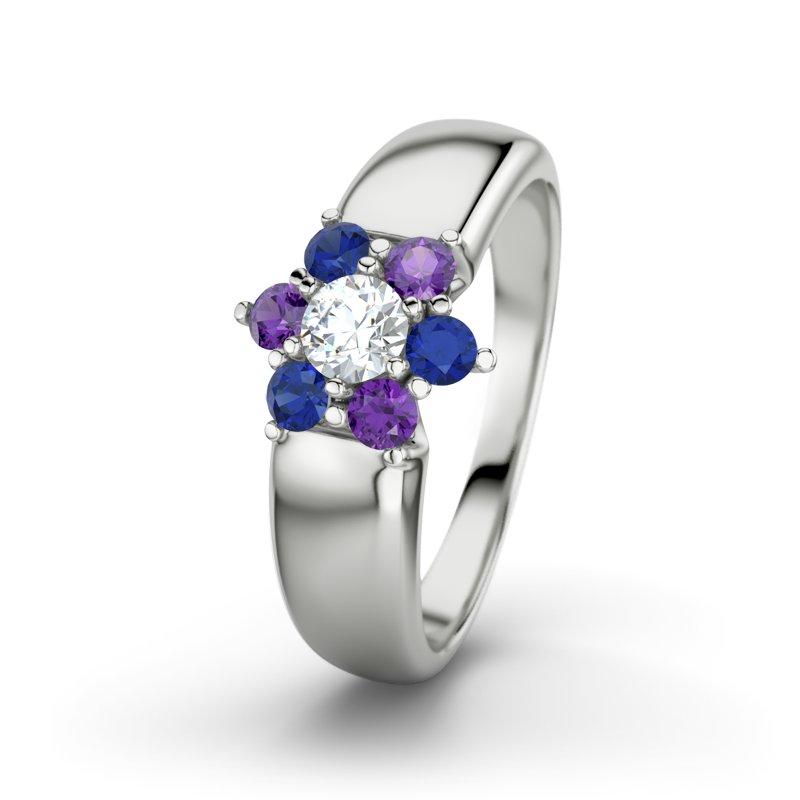 Diamantring Kim, Weißgold 585, von vorn