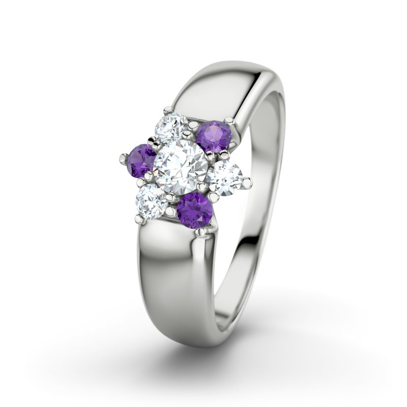 Diamantring Kim, Weißgold 375, von vorn