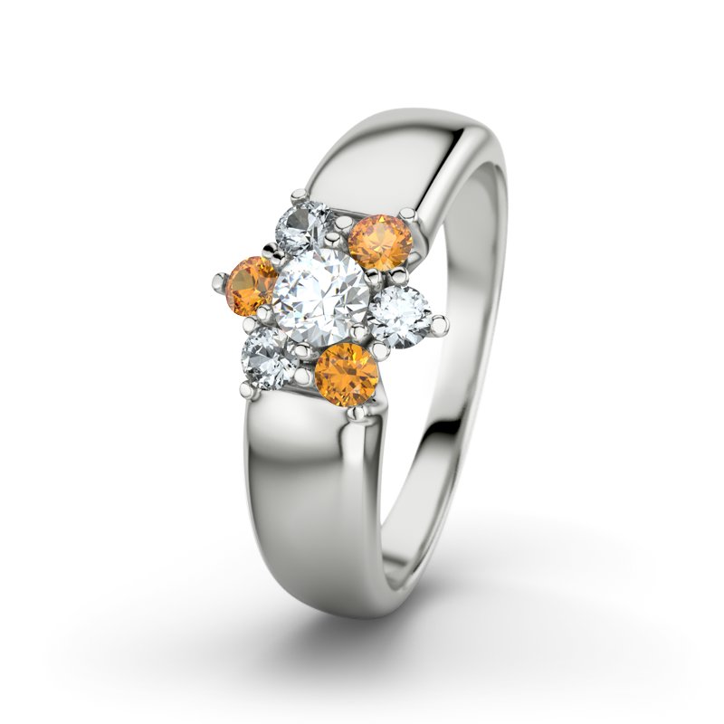 Diamantring Kim, Weißgold 375, von vorn