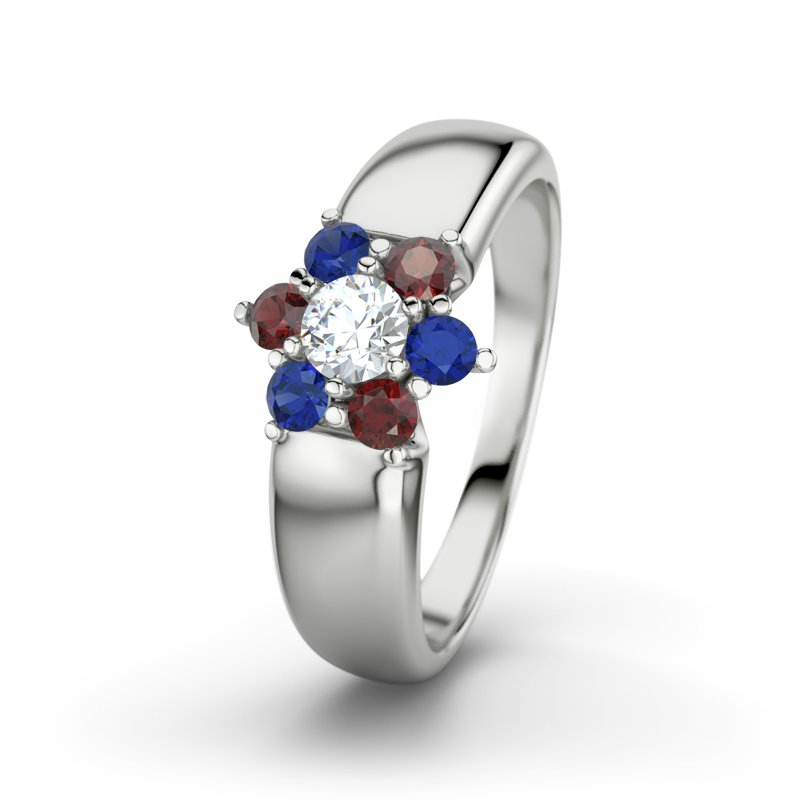 Diamantring Kim, Weißgold 585, von vorn