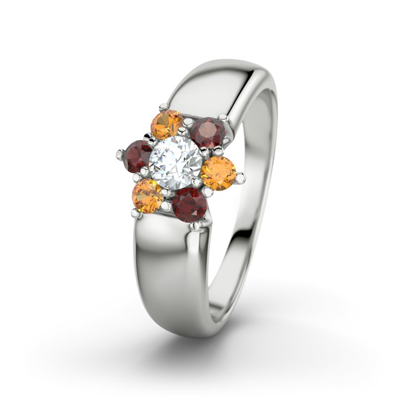 Diamantring Kim, Weißgold 375, von vorn