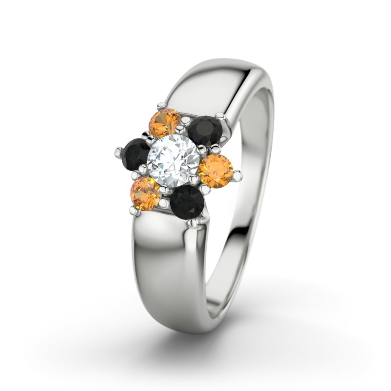 Diamantring Kim, Weißgold 375, von vorn