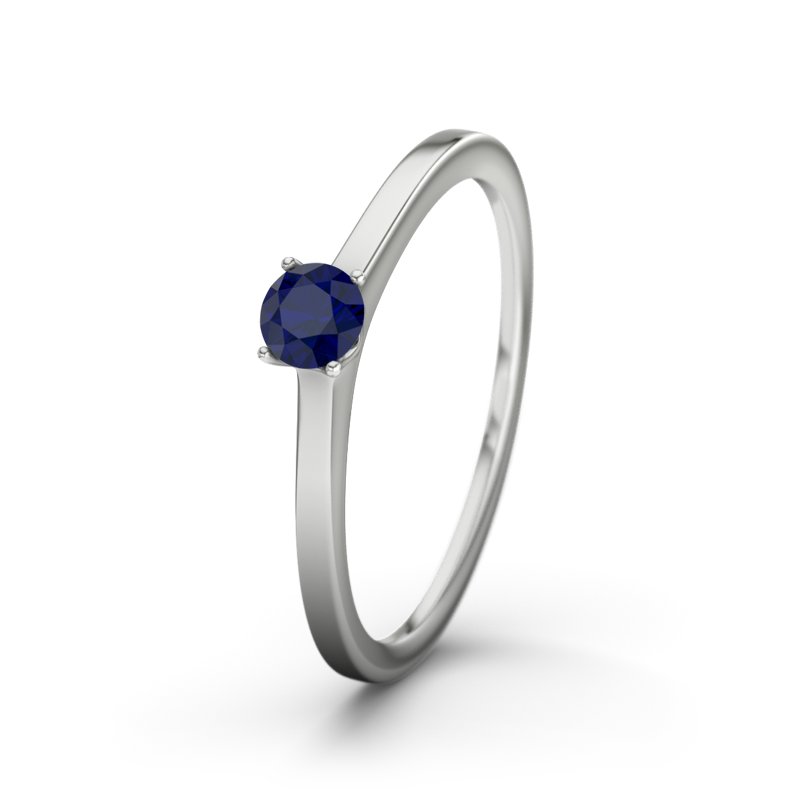 Blauer Saphir Platinumring Laos, Platinum 950, von vorn