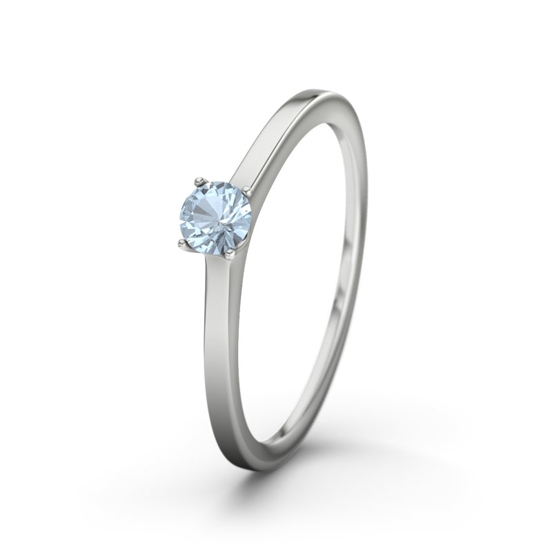 Blauer Topas Platinumring Laos, Platinum 950, von vorn