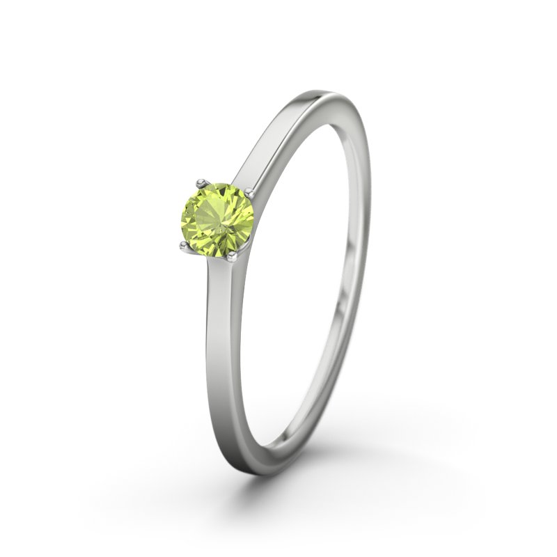 Peridot Platinumring Laos, Platinum 950, von vorn
