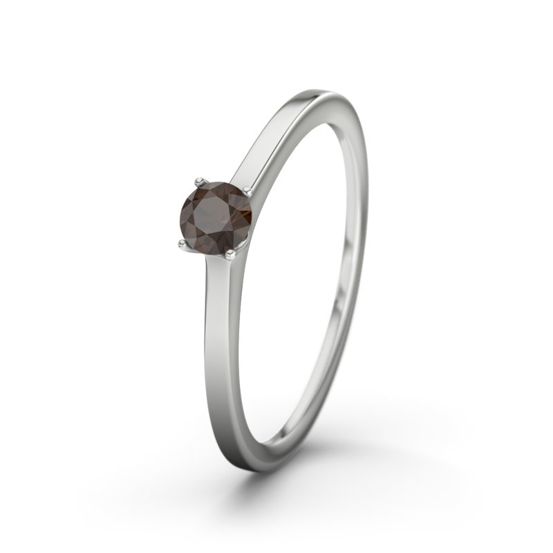 Rauchquarz Platinumring Laos, Platinum 950, von vorn