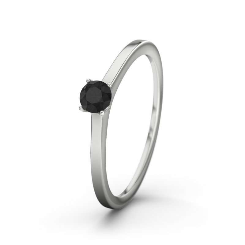 Diamant Schwarz Platinumring Laos, Platinum 950, von vorn