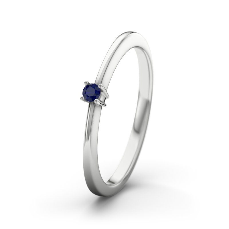 Blauer Saphir Sterlingsilberring Leah, Sterlingsilber 925, von vorn