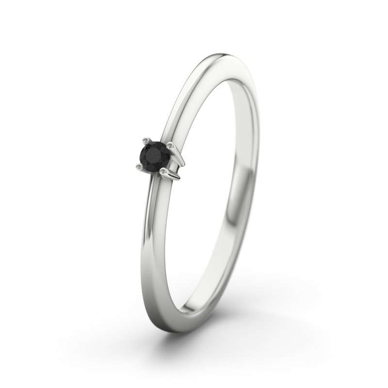 Diamant Schwarz Sterlingsilberring Leah, Sterlingsilber 925, von vorn
