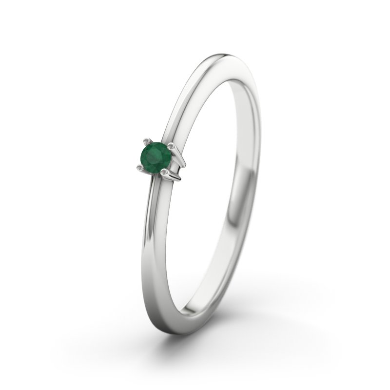 Smaragd Sterlingsilberring Leah, Sterlingsilber 925, von vorn
