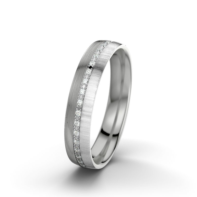 Diamantring Letizia F4, Platinum 950 längsmatt, von vorn