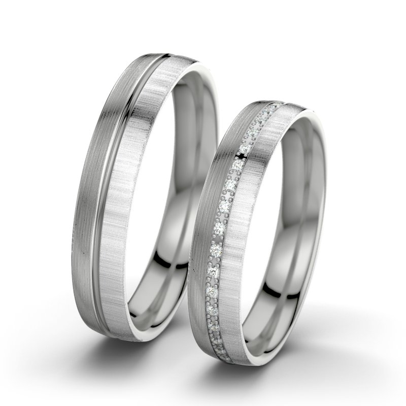 Diamantring Letizia F4, Platinum 950 längsmatt, von vorn