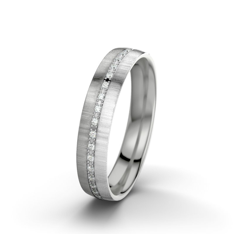 Diamantring Letizia F4, Platinum 600 quermatt, von vorn