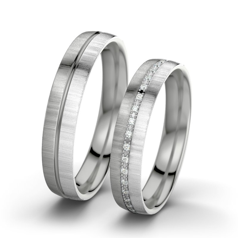Diamantring Letizia F4, Platinum 600 quermatt, von vorn