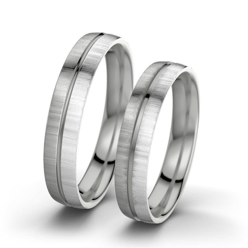 Kein Stein Platinum quermattring Letizia F4, Platinum 950 quermatt, von vorn