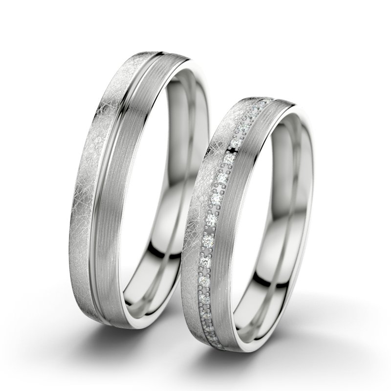 Diamantring Letizia F4, Sterlingsilber 925 eismatt, von vorn