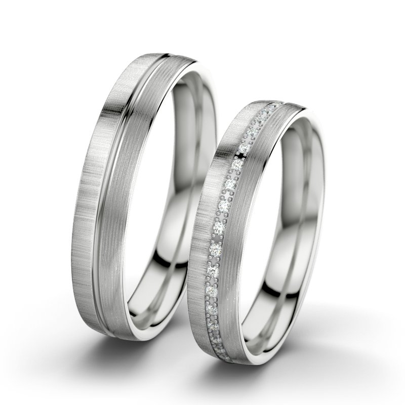Diamantring Letizia F4, Sterlingsilber 925 quermatt, von vorn