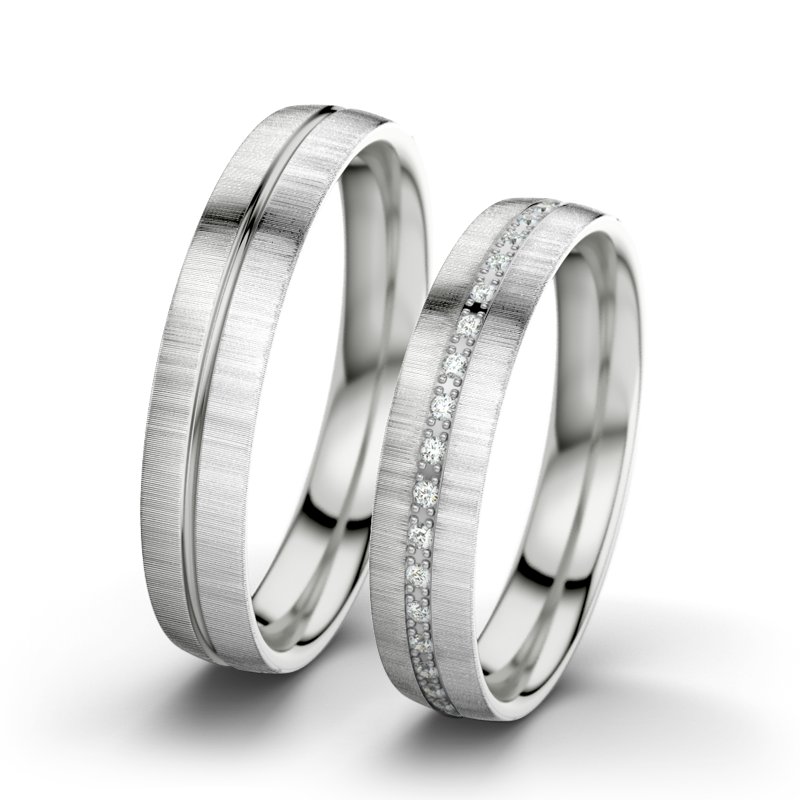 Diamantring Letizia F4, Sterlingsilber 925 quermatt, von vorn
