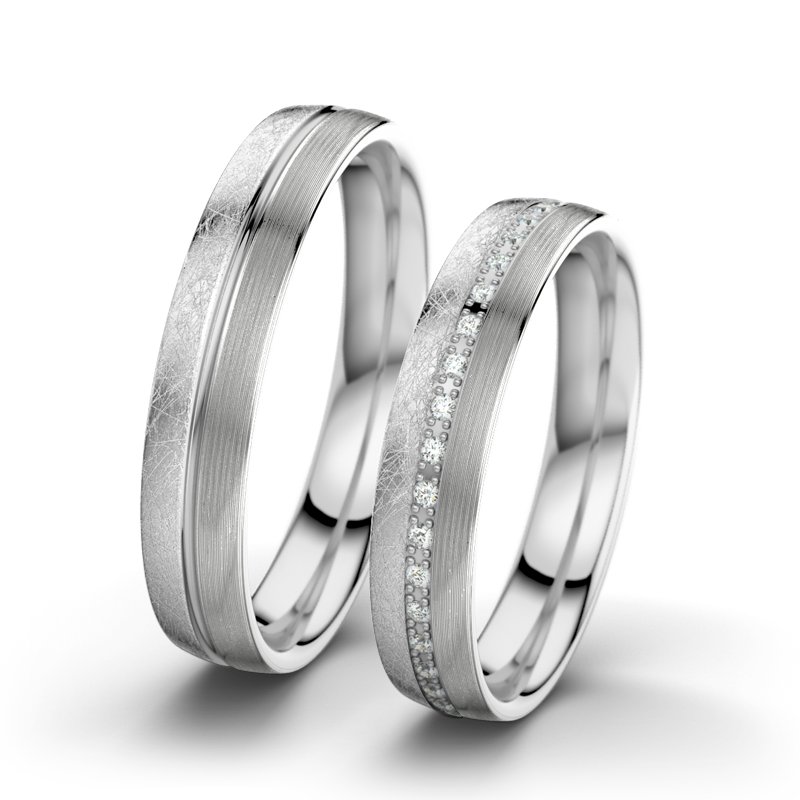 Diamantring Letizia F4, Weißgold 750 eismatt, von vorn