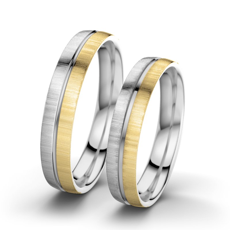 Kein Stein Weißgold quermattring Letizia F4, Weißgold 585 quermatt, von vorn