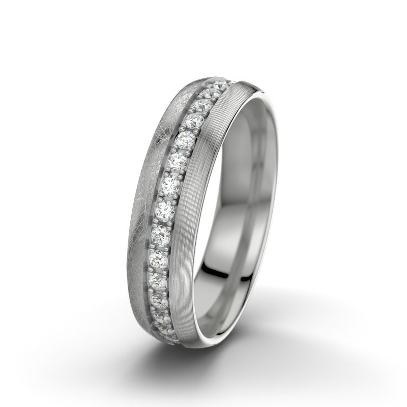 Diamantring Letizia F5, Palladium 585 eismatt, von vorn