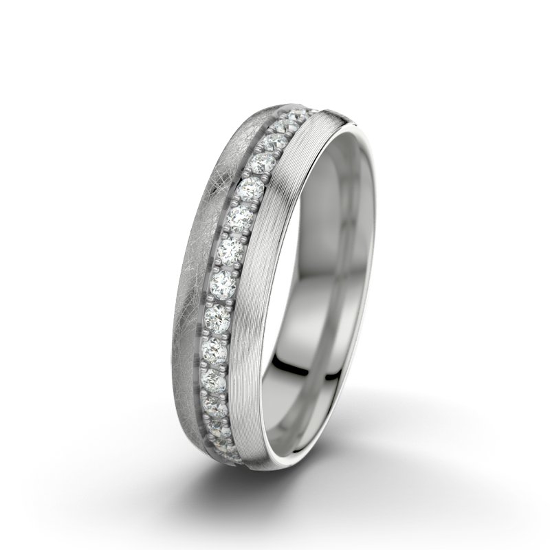 Diamantring Letizia F5, Palladium 585 eismatt, von vorn