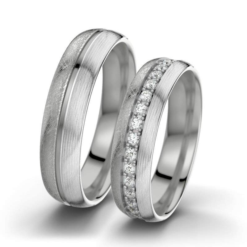 Diamantring Letizia F5, Palladium 585 eismatt, von vorn