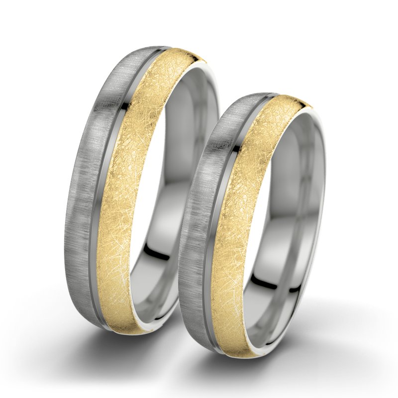 Kein Stein Palladium quermattring Letizia F5, Palladium 585 quermatt, von vorn